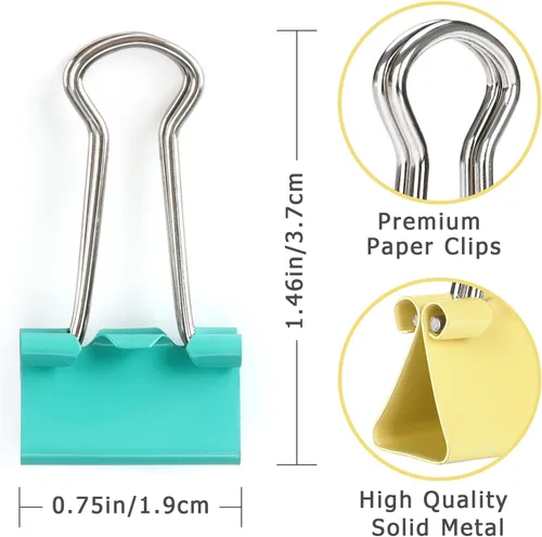 Vista 2 de ZZTX - Paquete de 40 clips pequeños para carpeta de 0.75 pulgadas, colores surtidos