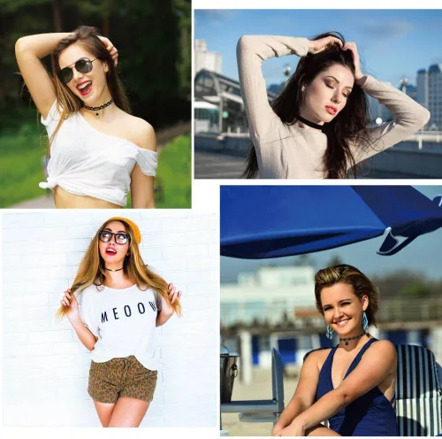 Vista 4 de PAXCOO Juego de 50 collares tipo gargantilla negros para mujer y mujer