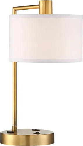 Vista 8 de 360 Lighting Colby - Lámpara de mesa moderna de 21 pulgadas con puertos de carga USB A+C y toma de corriente alterna en base de latón, pantalla