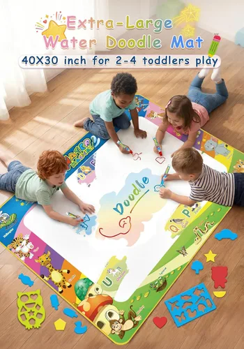 Vista 4 de Juguete para niños pequeños Wedopro: tapete de garabatos de agua de 40 x 30 pulgadas, sin desorden, para colorear y dibujar, con secado instantáneo