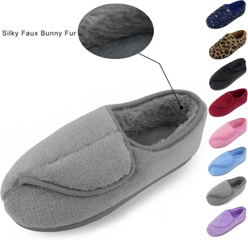 Vista 5 de Git-up Pantuflas diabéticas de espuma viscoelástica para mujer, artritis, edema, ajustables, con puntera cerrada, pies hinchados, cómodos