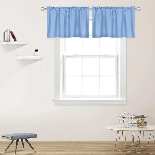 Vista 27 de DECOVSUN Cenefas Aqua para ventanas de cocina, con bolsillo para barra, opacas, con aislamiento térmico, 1 panel de 42 x 18 pulgadas