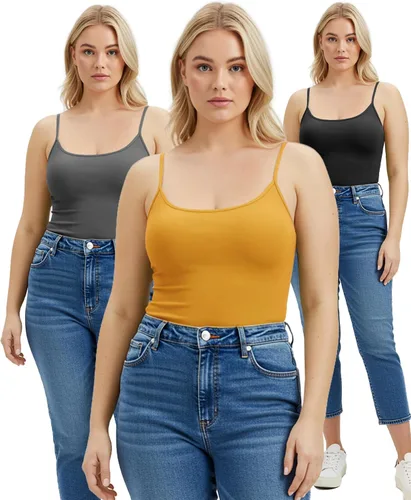 Vista 264 de Emmalise Camisola larga casual básica para mujer, con tirantes ajustables, top en capas