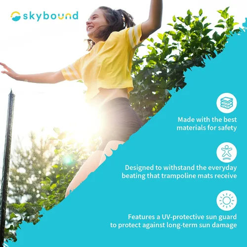 Vista 2 de SkyBound Alfombrilla de repuesto para cama elástica de alta calidad, se adapta a marcos de 12 pies con herramienta de resorte, protector solar UV