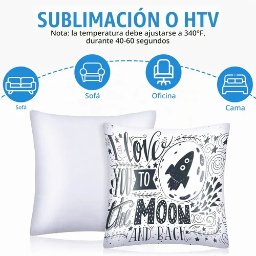 Vista 3 de Chumia 40 fundas de almohada de sublimación de 14 x 14 pulgadas, fundas de cojín de poliéster en blanco, fundas de transferencia de calor