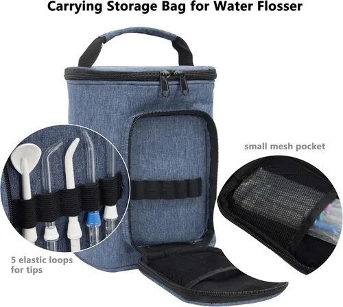 Vista 2 de PACMAXI Bolsa de transporte para irrigador dental Waterpik, bolsa de almacenamiento portátil para irrigador dental y accesorios adecuados para Azul