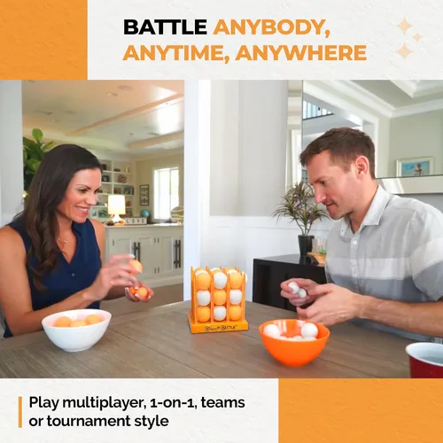 Vista 3 de Juego de mesa Bounce Battle™ Set – Edición Marmolada – Juego rápido en familia y para fiestas para niños, adolescentes y adultos – Estrategia