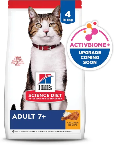 Vista 13 de Hill's Science Diet Adult 7+, Senior Adult 7+ Premium Nutrition, alimento seco para gatos, receta de pollo, bolsa de 4 libras