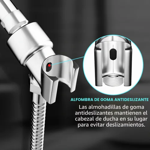 Vista 6 de Soporte de Cabezal de Ducha para Duchas de Mano, Montura de Brazo de Ducha Ajustable con Junta Esférica Giratoria, Soporte Premium de ABS, Conecta