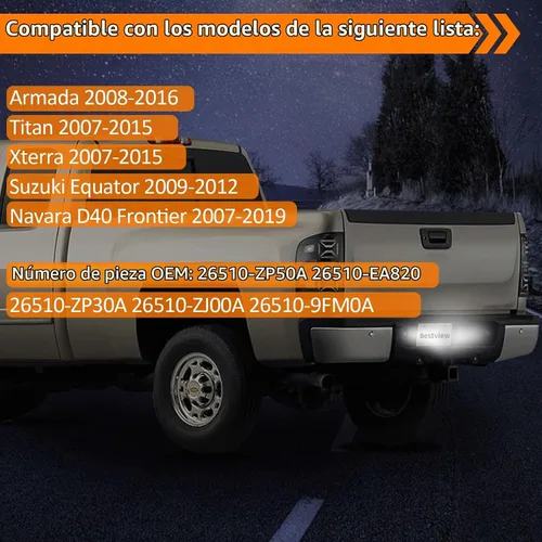 Vista 6 de Bestview - Lente LED para luz de matrícula, luces de etiqueta, lámpara trasera con enchufe y arnés de cables de repuesto para Nissan Frontier
