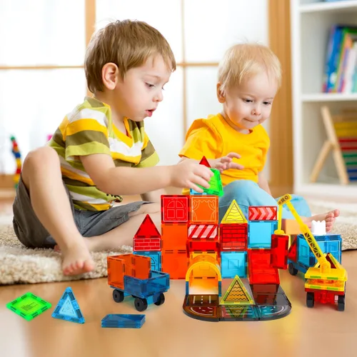 Vista 6 de TOY Life Azulejos magnéticos para niños de 3 a 5 años, juguetes de construcción para niños de 4 a 8 años, azulejos de construcción magnéticos