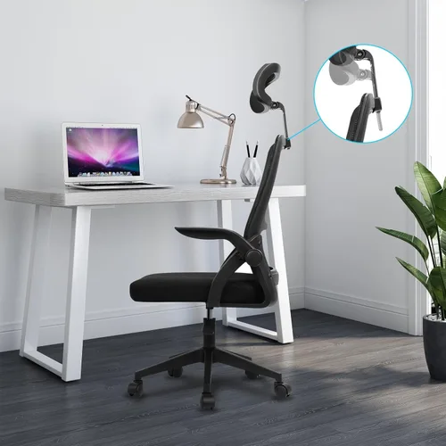 Vista 5 de Silla de oficina ergonómica, silla de juegos de PC, silla giratoria de malla ajustable para computadora, silla de oficina con reposacabezas