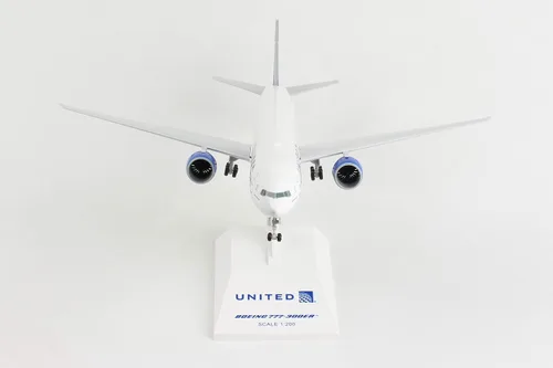 Vista 2 de Daron SkyMarks United 777-300ER 1/200 c/engranaje SKR1054 2019 Librea Azul, Blanco