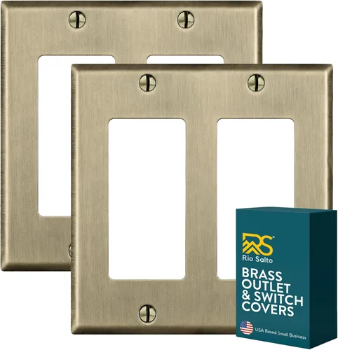 Vista 49 de Rio Salto BRASS Signature Collection MIDSIZE - Placa de pared de metal dorado para interruptor de luz o cubierta de tomacorriente, placa de pared