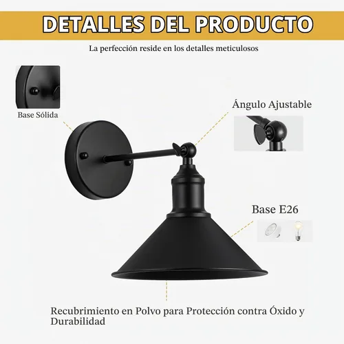 Vista 8 de Juego de 2 apliques de pared inalámbricos vintage negros a pilas, luces LED inalámbricas con control remoto, para dormitorio, casa de campo