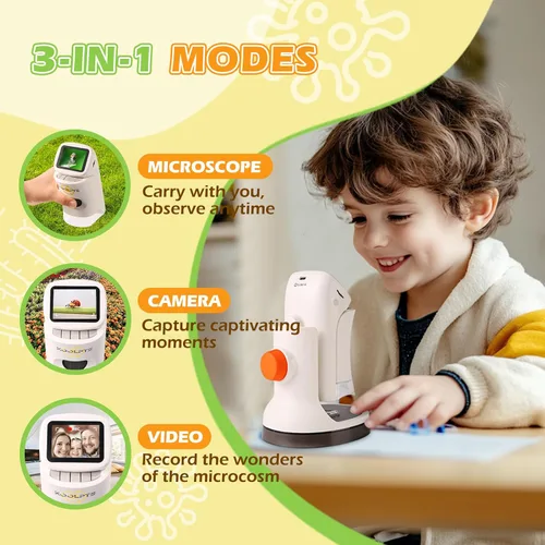Vista 2 de Microscopio digital del PDA para los niños, 1000X, pantalla LCD de 2,1" HD Blanco cálido
