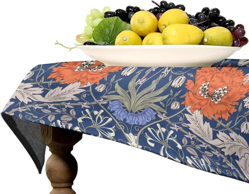 Vista 298 de Mantel Floral Retro de Pájaros, Diseño Original Bohemio William Morris Estampado Cubierta de Mesa para Hogar Picnic Fiesta Comedor Cocina William