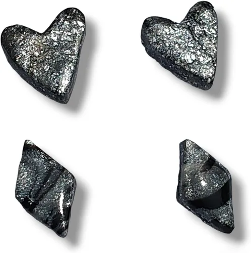 Vista 3 de Modern Black & Silver Marble Sparkle Earring Studs