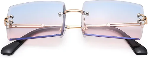 Vista 97 de Gafas de sol rectangulares para hombres/mujeres, gafas de sol pequeñas sin montura cuadrada