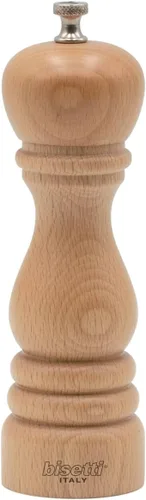 Vista 7 de Bisetti Molino de pimienta de madera de haya Roma de 5,12 pulgadas con molinillo de acero ajustable con acabado de nogal, fabricado en Italia