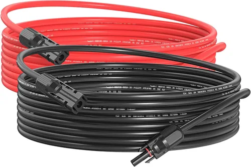 Vista 8 de Cable de extensión solar 10AWG de 10 pies rojo y negro, ambos extremos con conectores solares universales Plug & Play Cable fotovoltaico