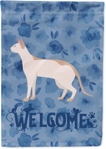 Vista 161 de Caroline's Treasures CK4813CHF - Bandera de bienvenida con gato abisinio azul, manga grande, para porche, para colgar en la pared, poliéster