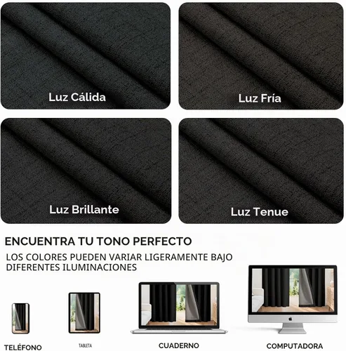Vista 9 de Joydeco - Cortinas 100% opacas, 2 paneles de lino natural para oscurecer habitación, aislamiento térmico, trabillas traseras y bolsillo para barra