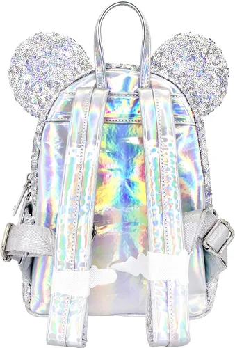 Vista 3 de Loungefly X LASR - Mochila exclusiva de Minnie con lentejuelas holográficas de Disney, Multi, Moderno