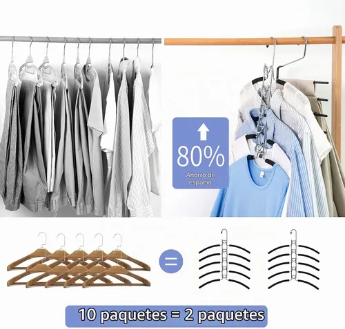 Vista 6 de Nature Smile Perchas de ropa para suéter sin hombros, múltiples capas que ahorran espacio para camisetas y blusas
