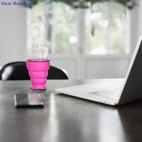 Vista 6 de Vasos plegables para viajes – Taza plegable de silicona portátil con tapa, taza plegable reutilizable para camping, senderismo y uso diario