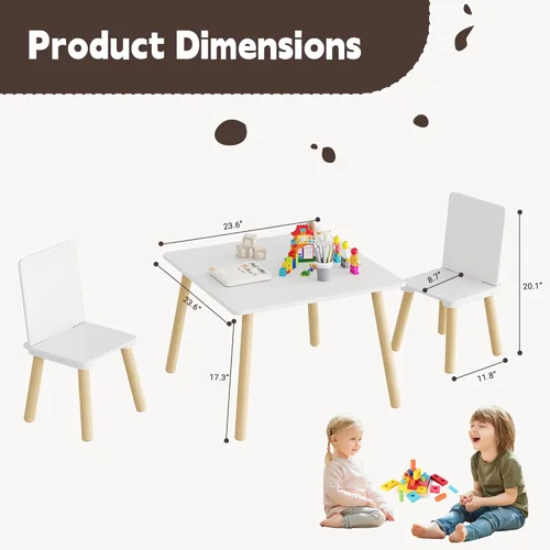 Vista 2 de Juego de mesa y 2 sillas para niños, 3 piezas juego de mesa y silla para niños, juegos de mesa y sillas para niños, mesa de juego para niños