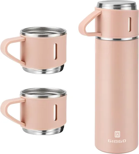 Vista 20 de Termo de acero inoxidable 500ml/16.9oz botella aislada al vacío con taza para café, bebidas calientes y bebidas frías, cantimplora de agua.