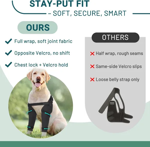 Vista 5 de Protector de codo para perro, mangas para patas de perro antilamidas para higroma, callos y alivio de la artritis, almohadillas ajustables