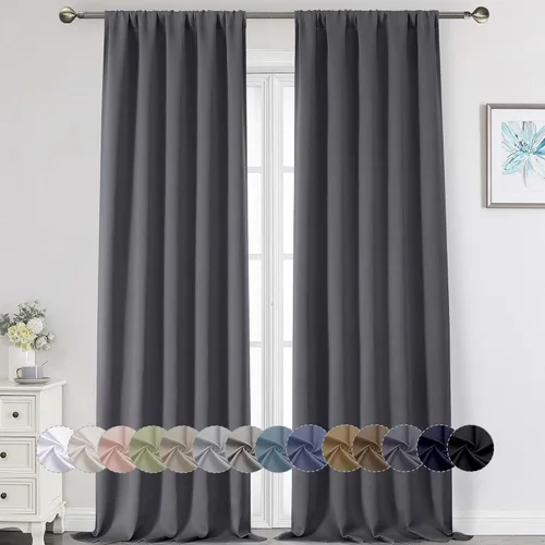 Vista 127 de Cortinas opacas para dormitorio, sala de estar, juego de 2 paneles de 54 pulgadas de largo, cortinas de oscurecimiento de habitación con aislamiento