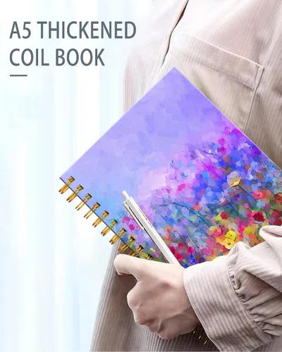 Vista 4 de iampanda Cuaderno de diario en espiral, encuadernación fuerte de doble alambre con papel de primera calidad para niñas y mujeres, 60 hojas A5