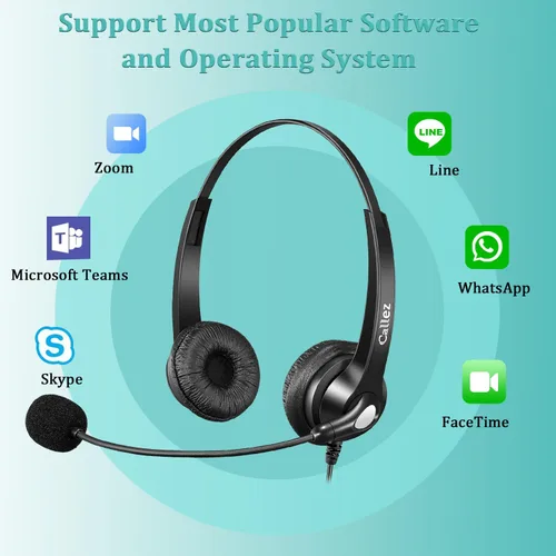 Vista 5 de Callez Auriculares de 0.138 in con micrófono con cancelación de ruido para teléfono celular, PC, laptop, auriculares estéreo para iPhone, Android