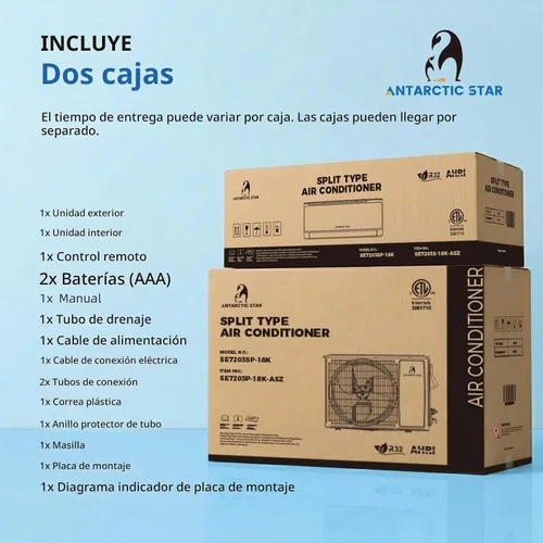 Vista 6 de Antarctic Star Sistema de calefacción mini split de 18000 BTU, aire acondicionado mini split de 19 SEER2 de eficiencia energética con bomba
