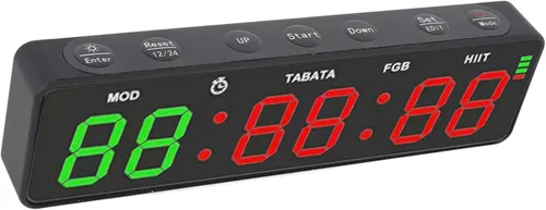 Vista 4 de Gym Timer, Magnetic Fitness Stopwatch with 12/24 Hour Display HIIT Program Countdown Timer for Workouts Running Training