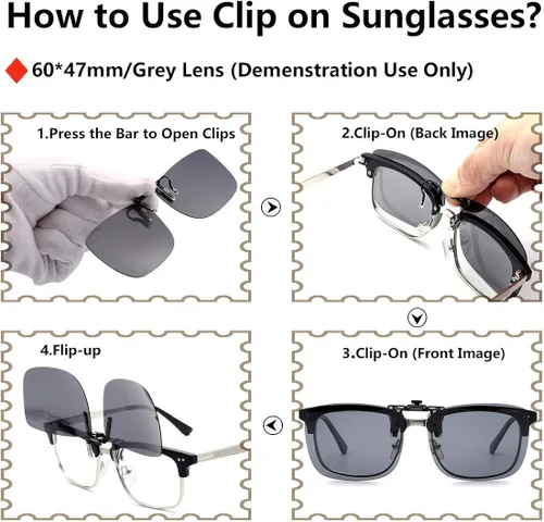 Vista 4 de CAXMAN Gafas de sol polarizadas con clip para hombres y mujeres protección UV