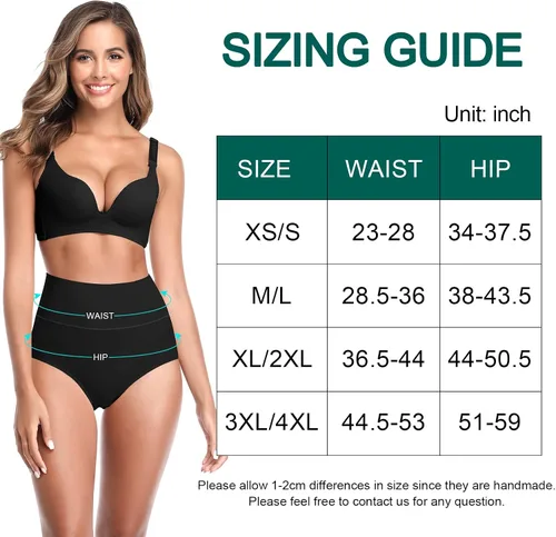 Vista 6 de Ropa interior de algodón de cintura alta para mujer, ropa interior suave súper elástica, bragas de cobertura completa para mujer