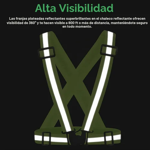 Vista 3 de Chaleco reflectante para correr, 3 piezas, correas elásticas ajustables, ligero, 360°, alta visibilidad para caminar al aire libre, trotar Color 1