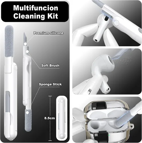 Vista 7 de Funda para AirPods de 4ª Generación, Diseño Transparente con Tapa Emergente Automática, Incluye Herramienta de Limpieza, Duradera y Resistente a