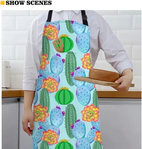 Vista 6 de Dellukee Delantal ajustable de cocina con bolsillo para mujeres y hombres, delantales impermeables