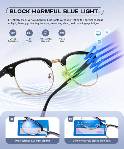Vista 2 de Perfectmiaoxuan - Gafas con bloqueo de luz azul, anteojos para computadora/juegos/pantalla para mujeres u hombres, anti luz azul y UV
