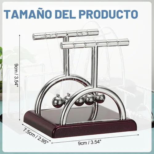 Vista 2 de PATIKIL Newtons Cradle Pendulum 5 bolas de equilibrio de Newton's Cradle, juguetes de escritorio, bola de gravedad, divertida para juguetes