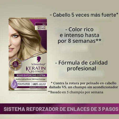 Vista 2 de Schwarzkopf con queratina color para el cabello Medium Blonde