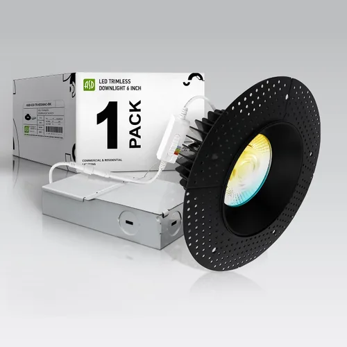 Vista 20 de ASD Lámpara de techo empotrable LED de cardán sin bordes de 2 pulgadas, luz descendente direccional ajustable con caja de conexiones, 5CCT