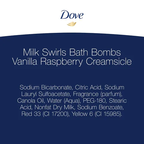 Vista 9 de Dove Milk Swirls Vanilla Raspberry Creamsicle Bombas de baño de 2.8 onzas (paquete doble)