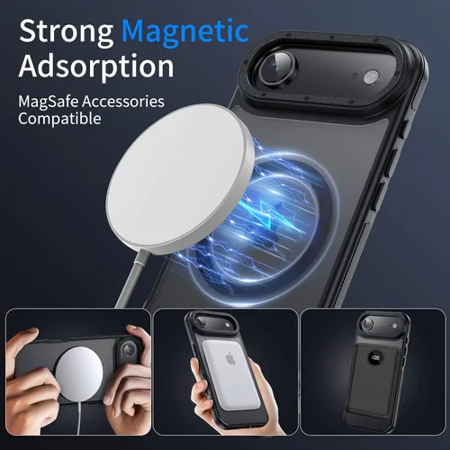 Vista 5 de Funda magnética para iPhone Air con protector de lente de cámara, protección grado militar de 10 pies, compatible con funda MagSafe Slim para iPhone