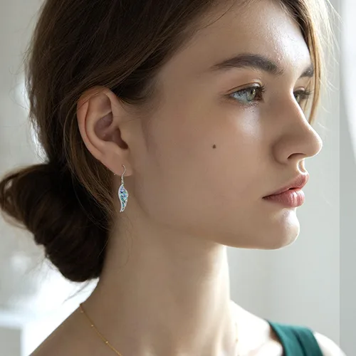 Vista 6 de Angel Wings Earring for Women Sterling Silver Fashion Dangle Drop Earring Angel Jewelry Gift for Women Girls